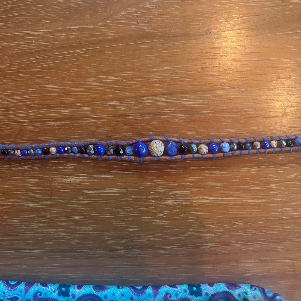 Chan Luu gemstone and leather wrap bracelet